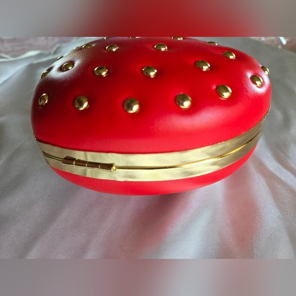 Strawberry Leather Bag With Chain In EUC - Picture 4 of 6